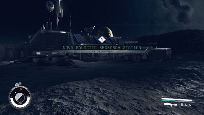 The Nova Galactic Research Station building on Luna, Earth’s Moon in Starfield.