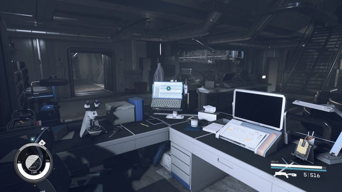 The Nova Galactic Research Station terminal computer sits on a desk in Starfield.