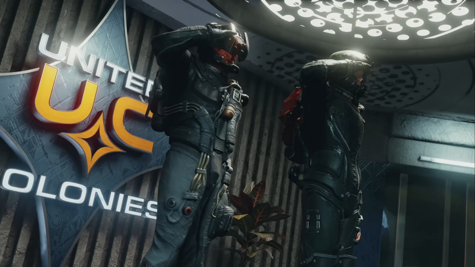 starfield united colonies soldiers saluting in uc hq new atlantis