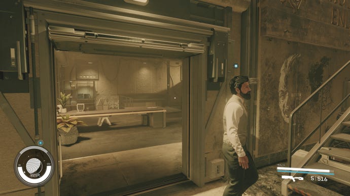 Andy Singh of the House of Enlightenment heads towards the stairs in Starfield.