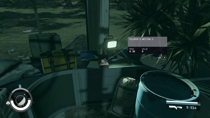 The Pilgrim’s Writing 3 is found at the Pilgrim’s Rest on Indum II in Starfield.