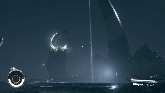 The Scorpion's Sting is a large dominating statue with a shining beacon in the center found on Hyla II in Starfield.
