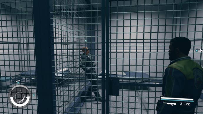 The House of Va’ruun prisoner, Mir’za, talks to the player from her jail cell in Starfield.