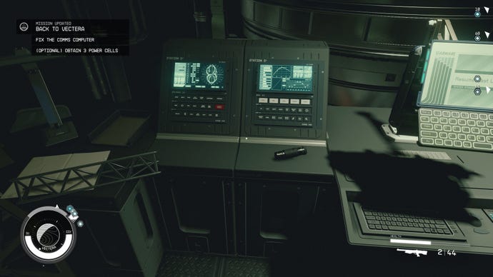 The comms computer on Vectera that needs power to locate Heller and Barrett in Starfield.