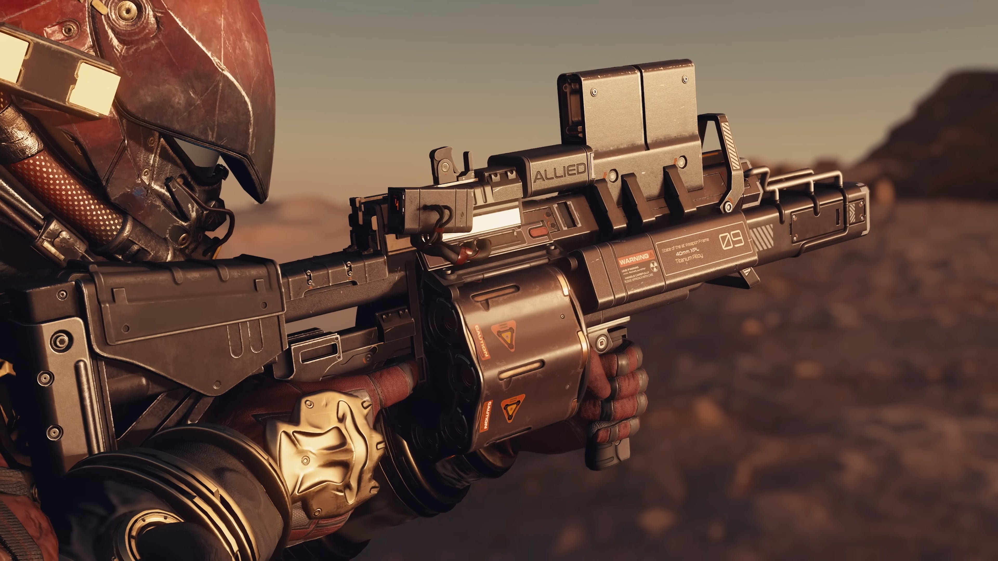 A close-up of a shotgun in Starfield being held by a player.