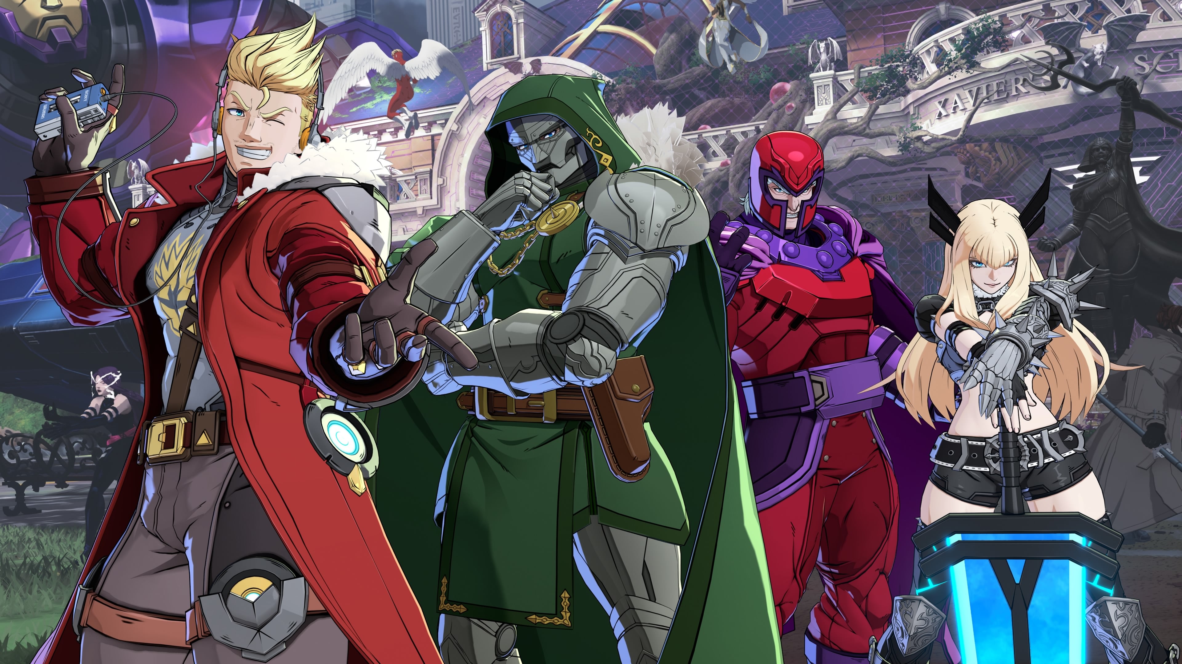 A Marvel Tokon team with Star Lord, Dr Doom, Magneto, and Magik.