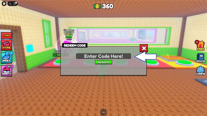 A screenshot of Steal a Fish in Roblox showing the game's codes field.
