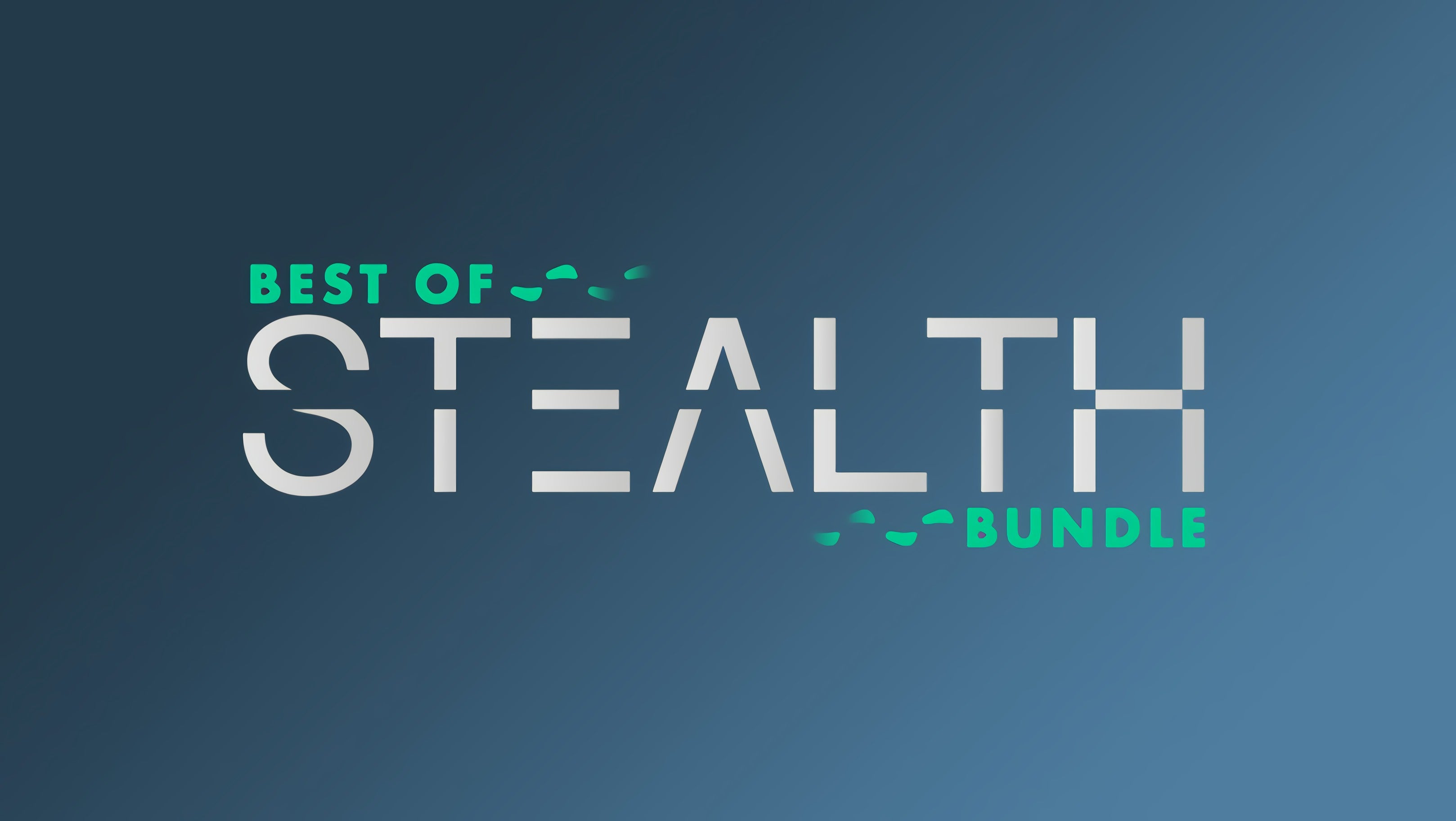 a graphic advertising humble&rsquo;s best of stealth bundle, in green and silver. ai upscaling artefacts are obvious.