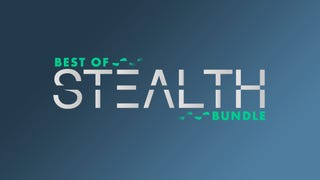 a graphic advertising humble's best of stealth bundle, in green and silver. ai upscaling artefacts are obvious.