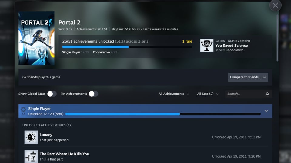 Valve roll out Steam Achievement Sets in beta, splitting up games’ perpetually growing trophy masses into DLC and season buckets