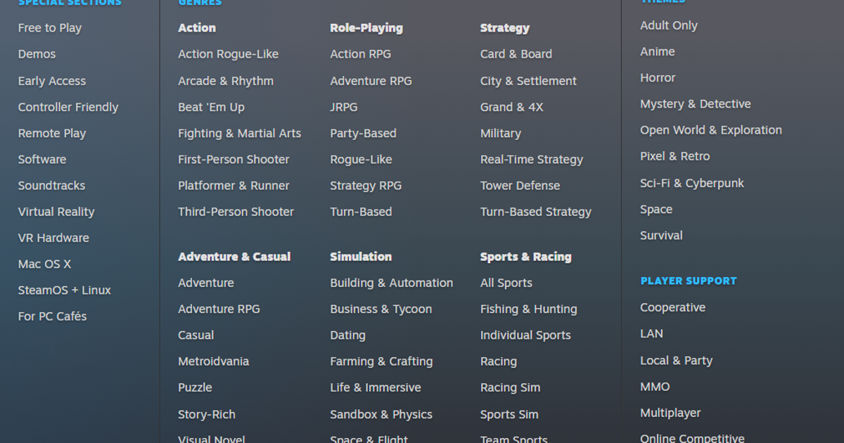 Different Steam Rarities Steam now has better categories for browsing games | Rock Paper Shotgun