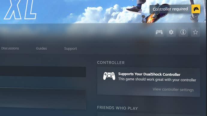 An information box in a user’s Steam Library showing support for a DualShock controller