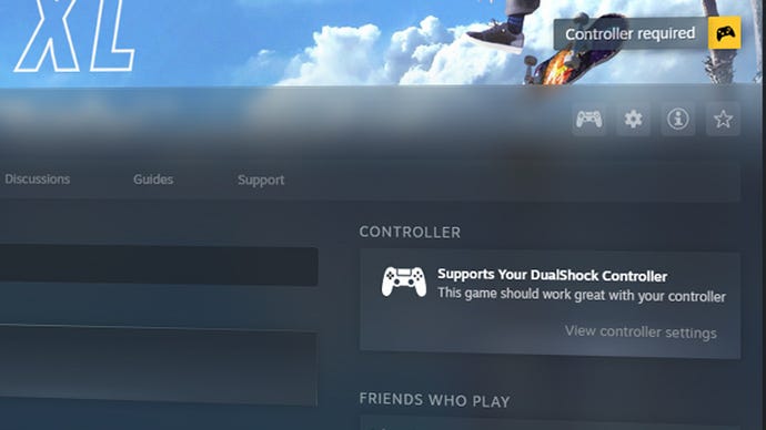 An information box in a user's Steam Library showing support for a DualShock controller