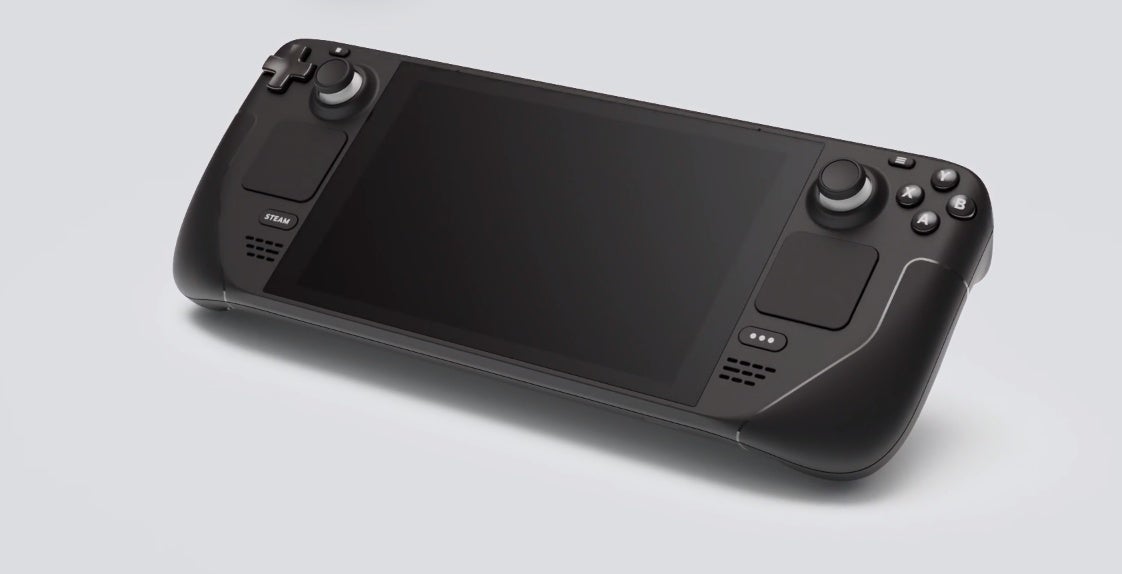 An image of the Steam Deck, Valve&rsquo;s new handheld PC gaming device.