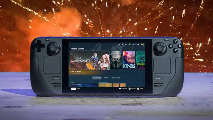 Steam Deck showing home page on SteamOS