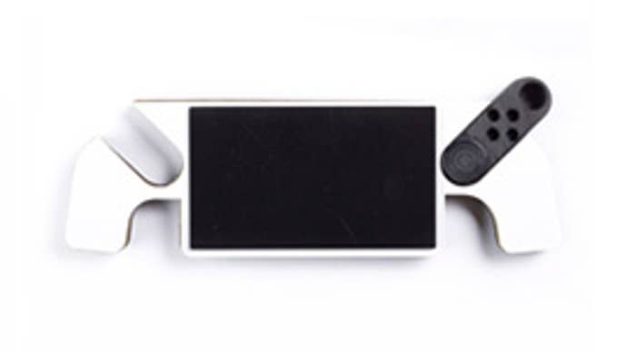 A Steam Deck prototype on a white background.