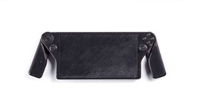 A Steam Deck prototype on a white background.