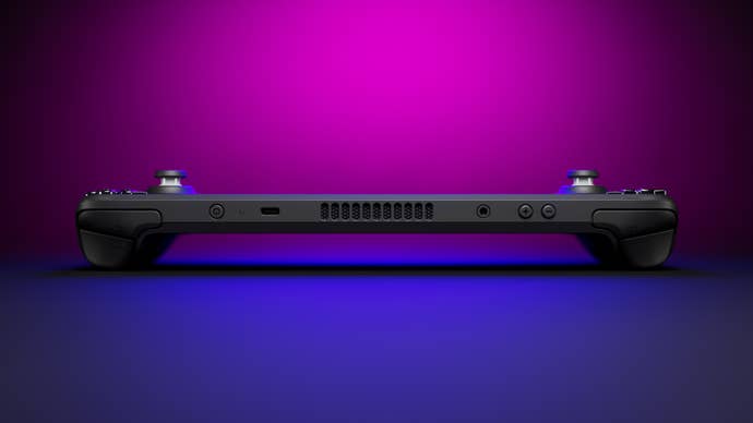A view of the top edge of the Steam Deck, from an official render.