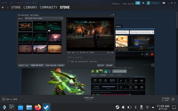 A SteamOS screenshot showing Steam’s screenshot manager.