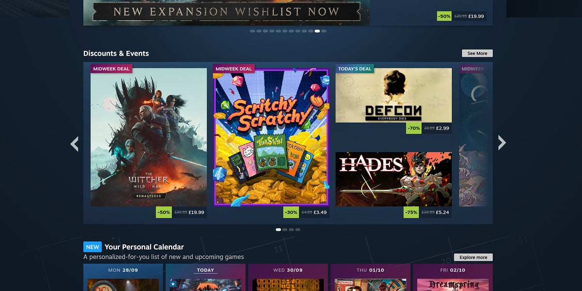 Valve is changing Steam's homepage discounts and events section to go the way of the algorithm to get you to look at, and buy, obviously, more games