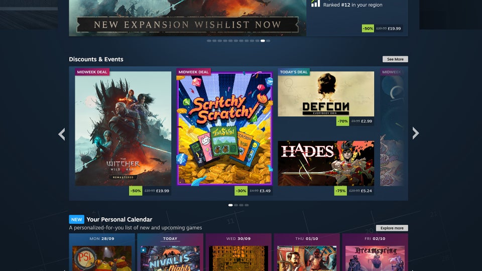 Valve is changing Steam's homepage discounts and events section to go the way of the algorithm to get you to look at, and buy, obviously, more games