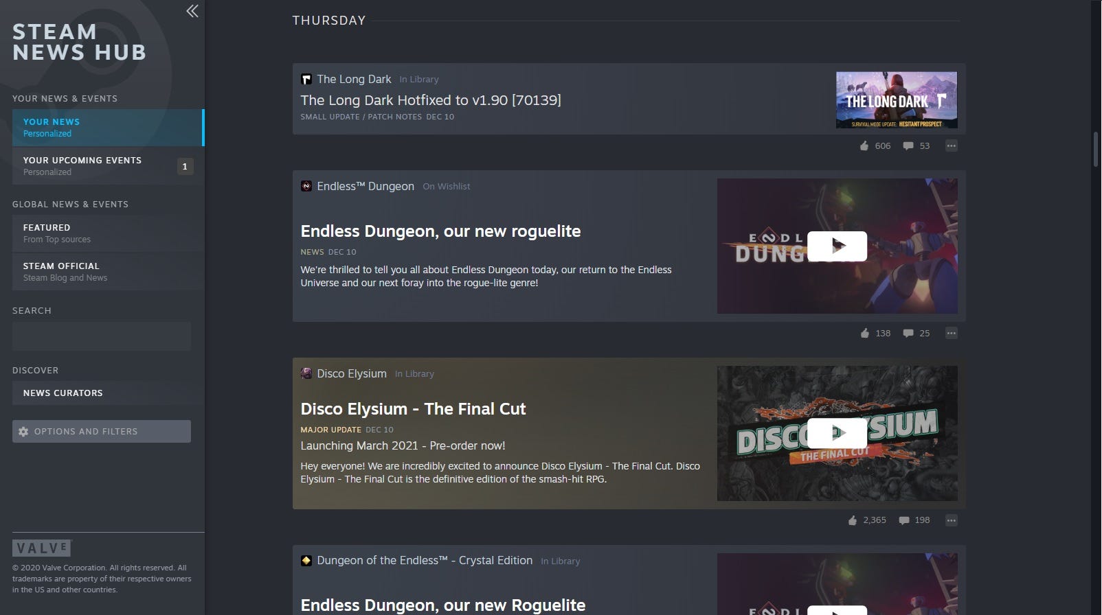 The Steam News Hub is now officially live | Rock Paper Shotgun