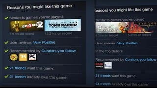 Steam now explains why a game has been recommended to you