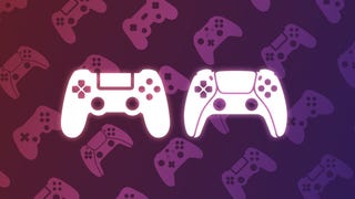 Steam update banner showing two PS controllers against a pinky/purple backdrop with more controllers