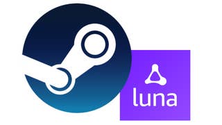 Steam logo next to smaller Amazon Luna logo
