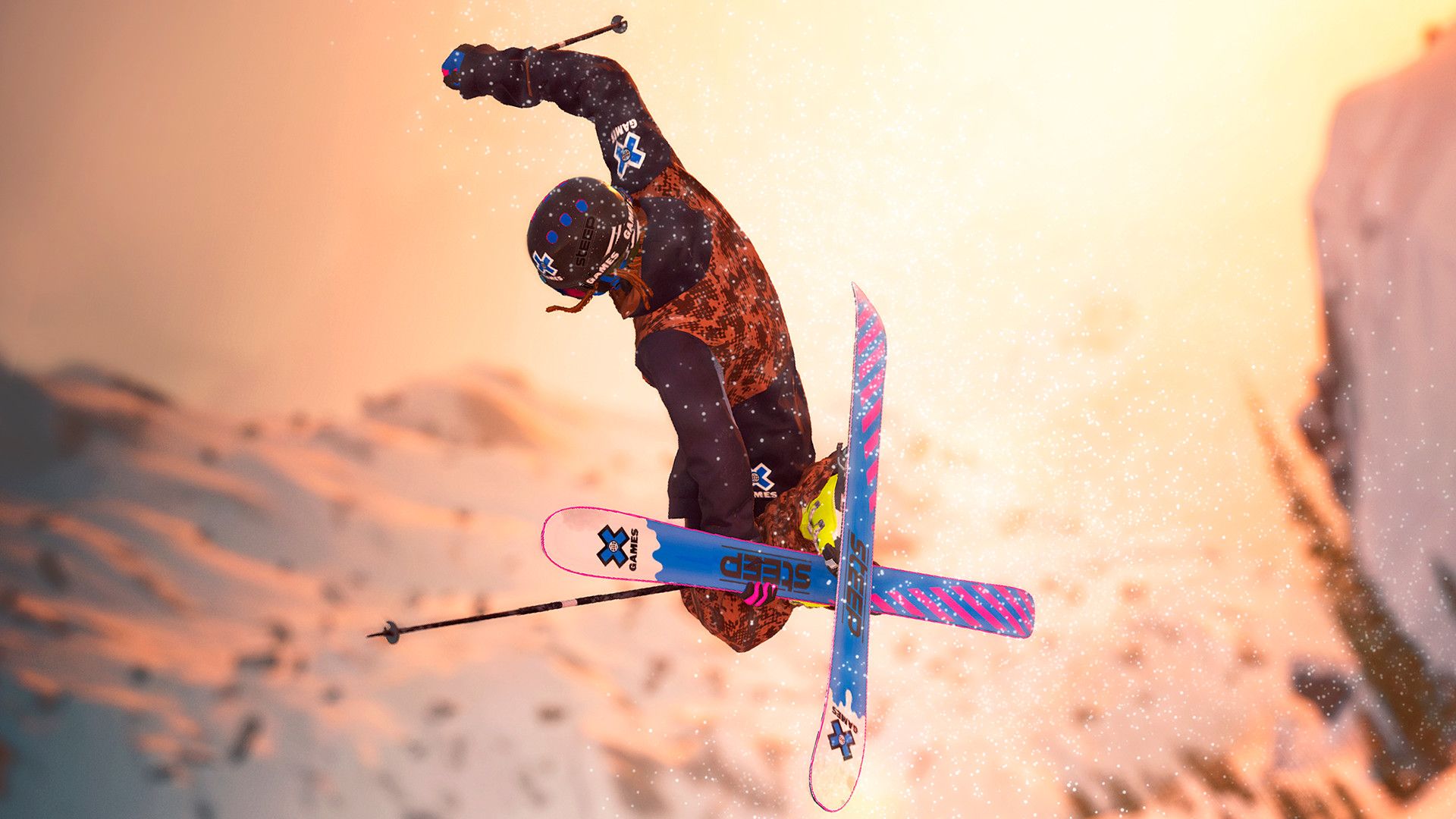 A skier performs a trick with the sun glowing behind. - 6