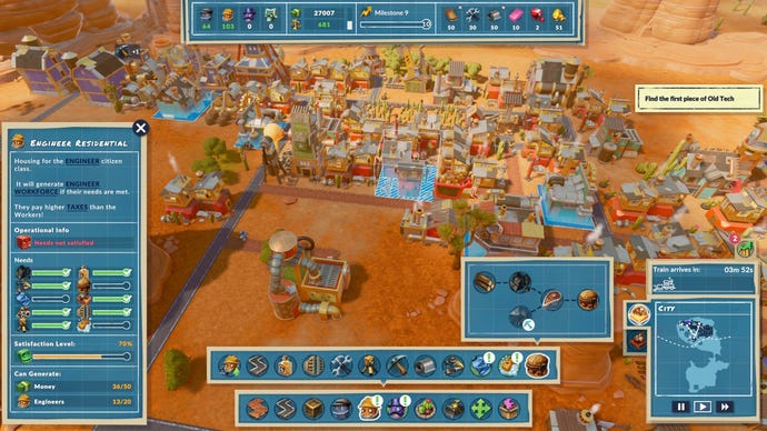 A worker house is selected in SteamWorld Build, showing how its residents’ needs are currently being met