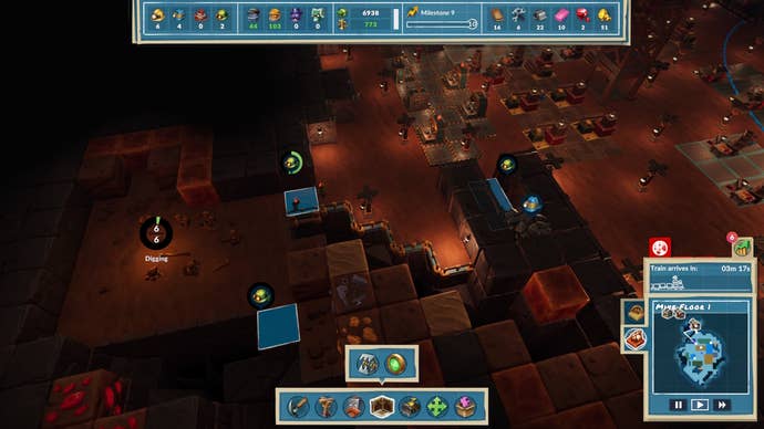 Miner bots dig out large caverns in SteamWorld Build