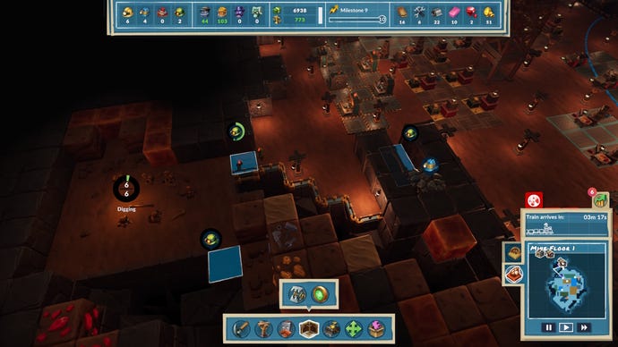 Miner bots dig out large caverns in SteamWorld Build