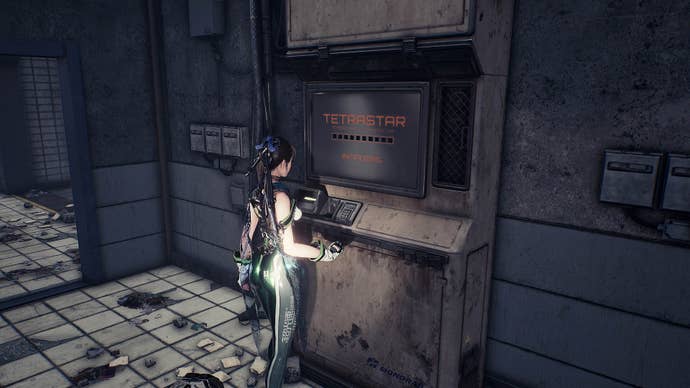 stellar blade eve at monorail power control console