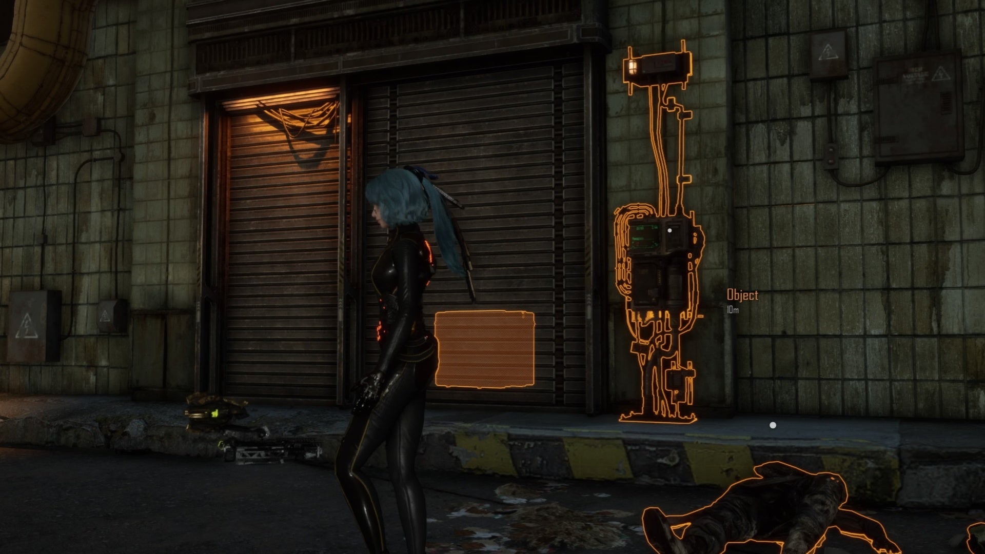 stellar blade eve outside aaron&rsquo;s locker with entrance panel and crate highlighted