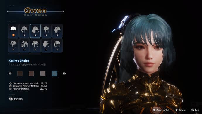 stellar blade gwen’s hair salon customisation shop menu
