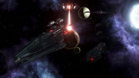 A Stellaris: Nemesis screenshot showing an imposing new ship design which looks like a Star Destroyer.