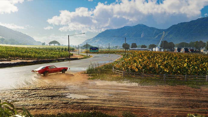 A lone musculus car drifting successful The Crew Motorfest.