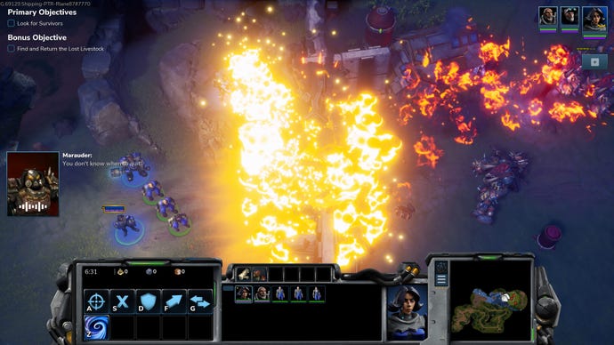 A huge explosion splits units in Stormgate.