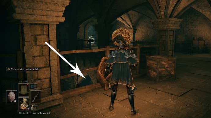 The large room above the Grafted Scion in Elden Ring’s Stormveil Castle.