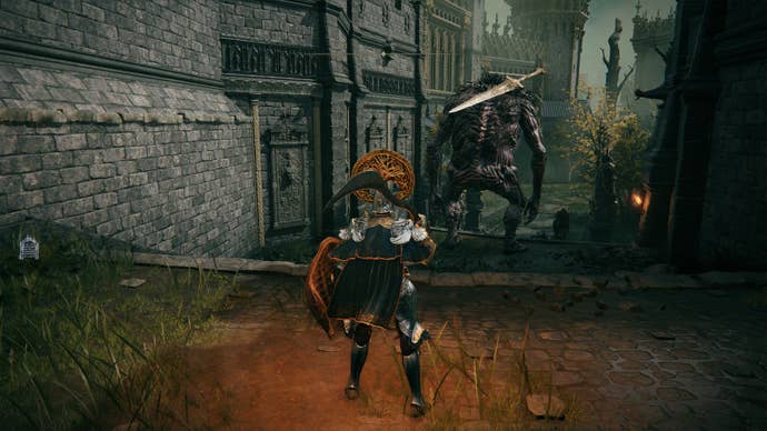 The courtyard next to Godrick’s boss arena in Elden Ring.