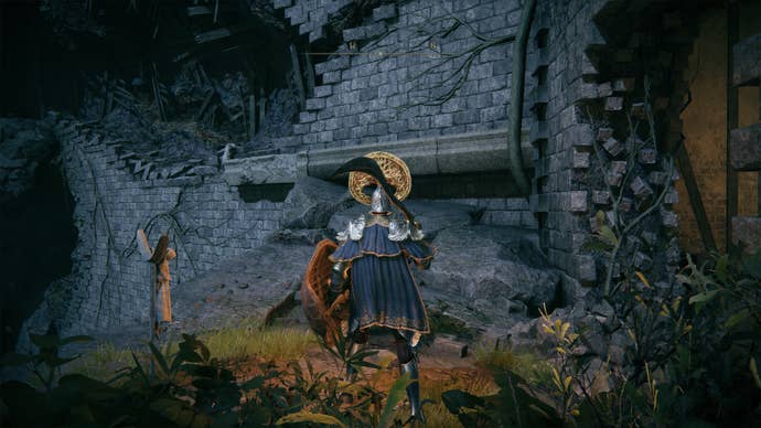 The castle walls in Stormveil Castle in Elden Ring.