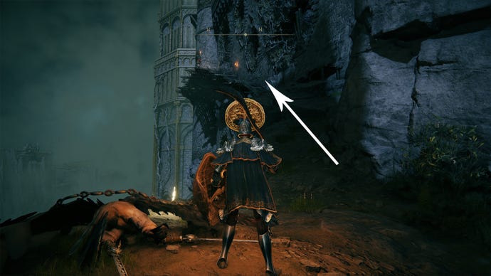 Stairs on the cliff of Stormveil Castle in Elden Ring