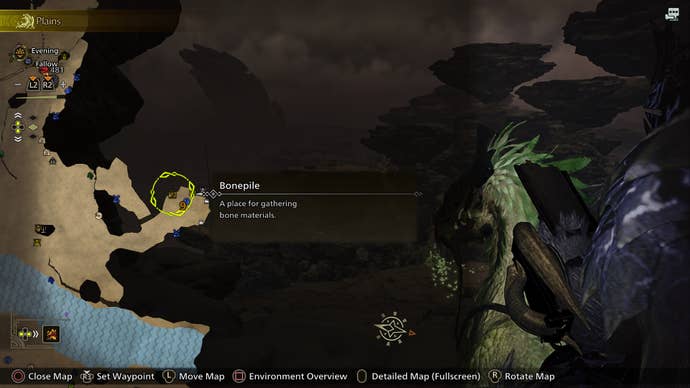 Stout Bones on the map in Monster Hunter Wilds