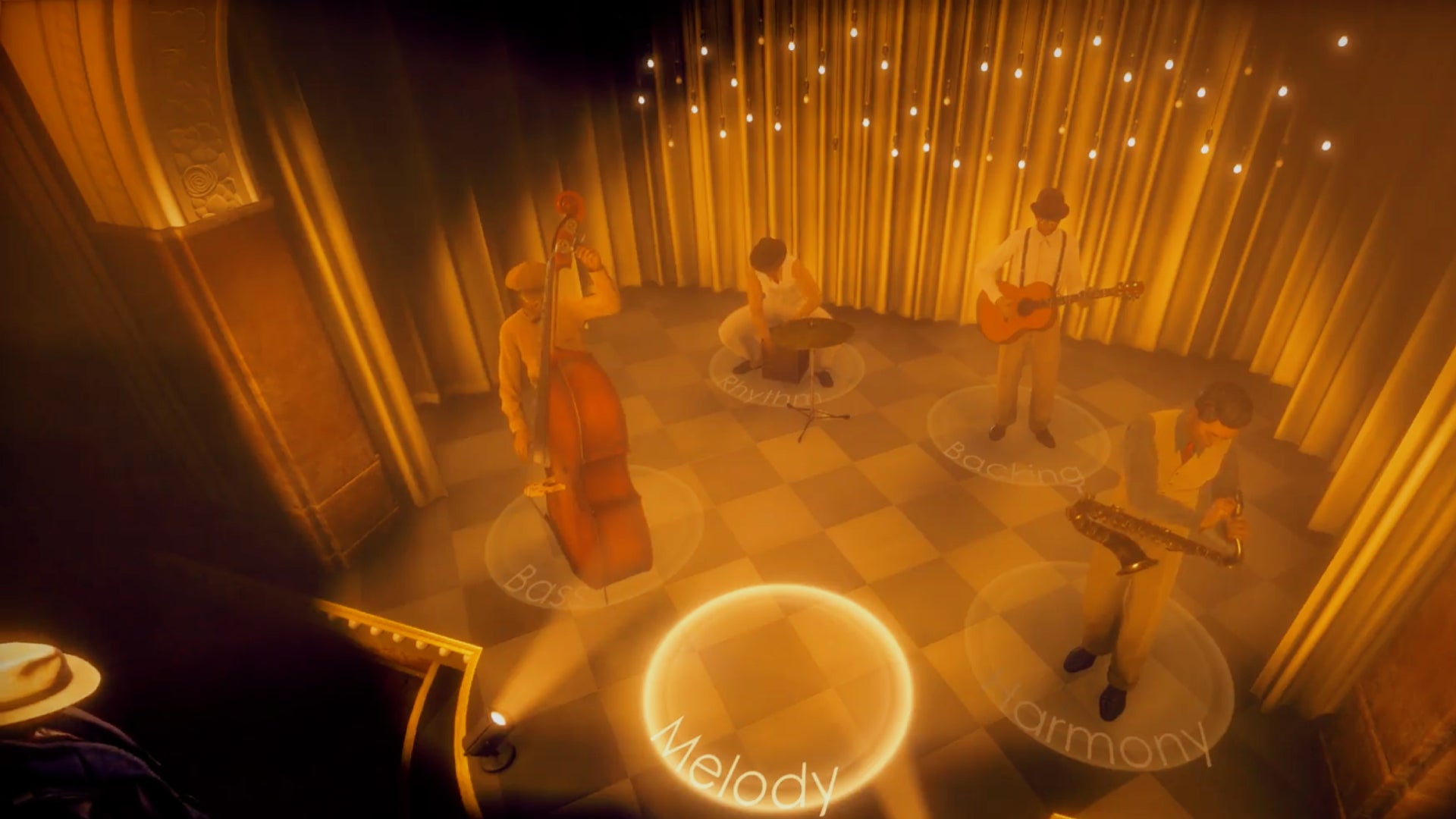 A band being arranged in Stranger Than Heaven.