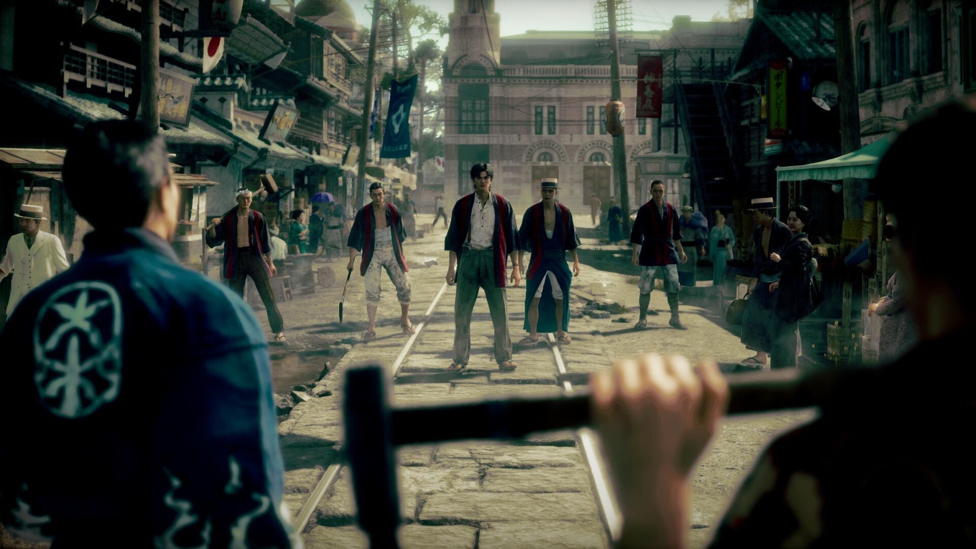 Stranger Than Heaven official screenshot showing a gang of enemies squaring off