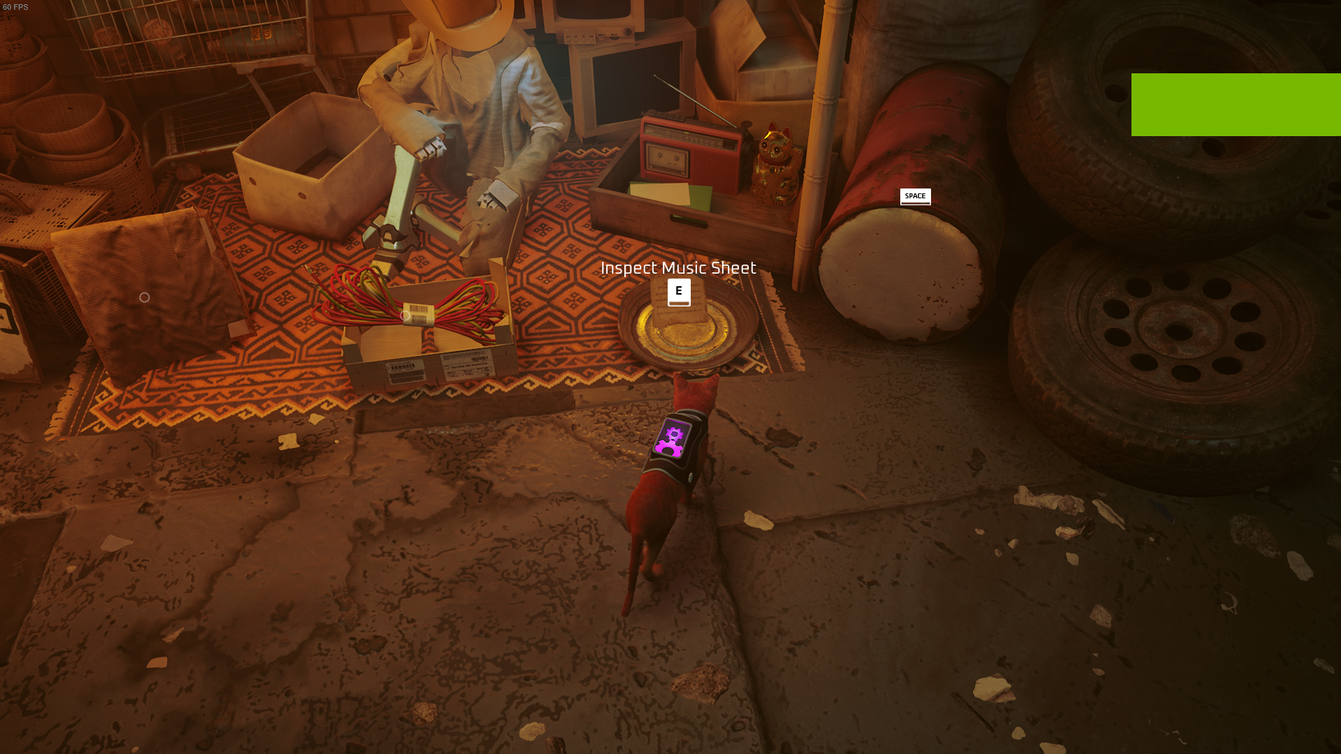 The Outsider of Stray looks at Azuz&rsquo;s wares, including a piece of Sheet Music.