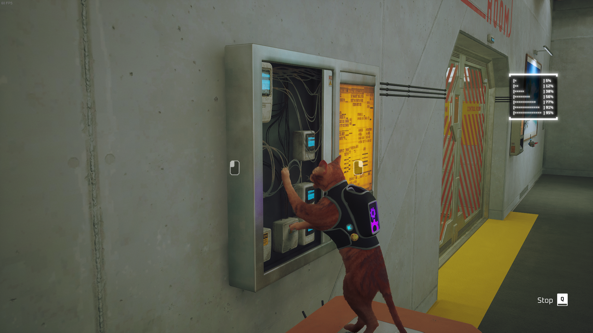 The cat of Stray destroys the control panel for the Control Room door.