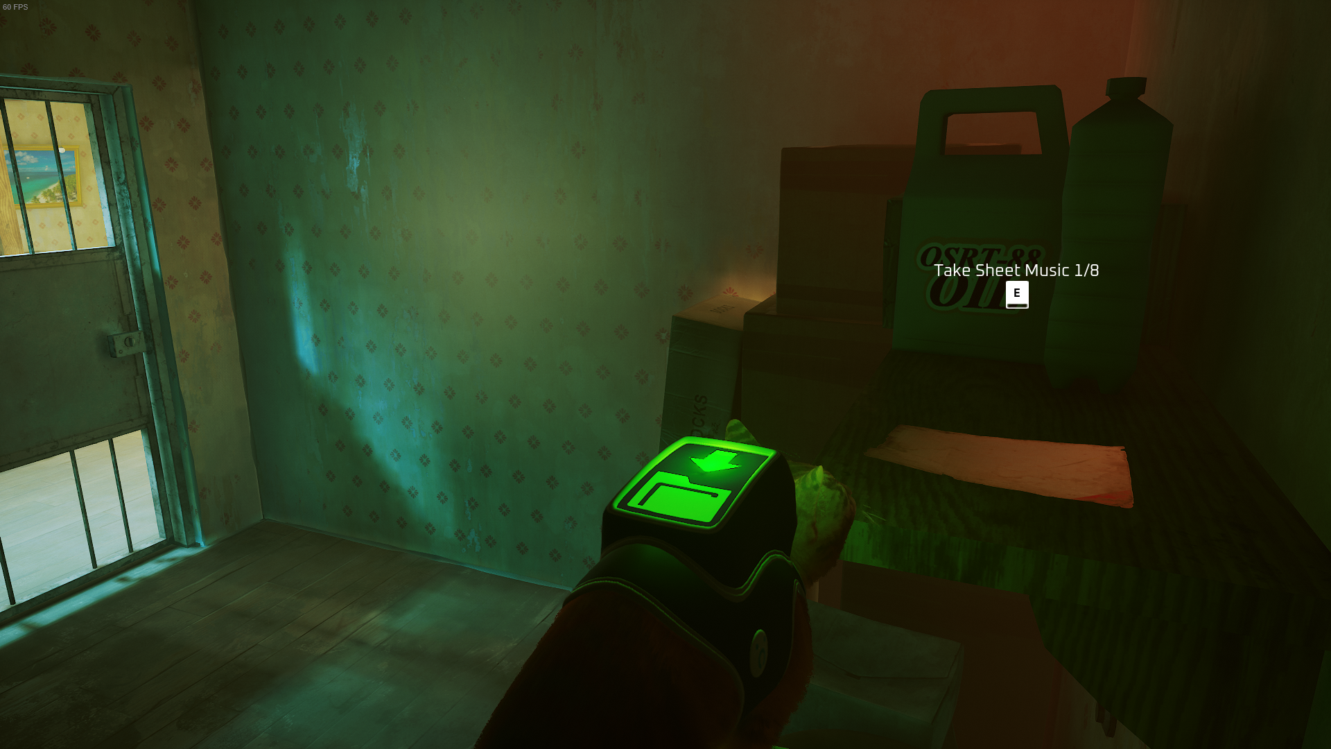 The Outsider, a cat, looks at some Sheet Music in the utility room of Momo&rsquo;s Flat, in The Slums of Stray.