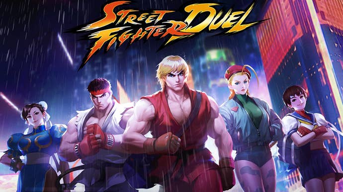 Key artwork showing characters from Street Fighter Duel walking towards the screen.